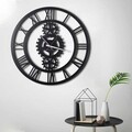 Ceas de perete, Gear XL, Metal, Dimensiune: 70 x 70 cm, Negru