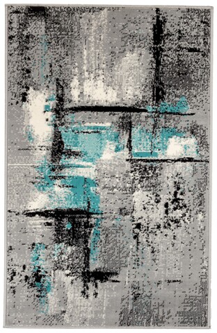 Covor barad, decorino, 190x280 cm, polipropilena, gri/albastru