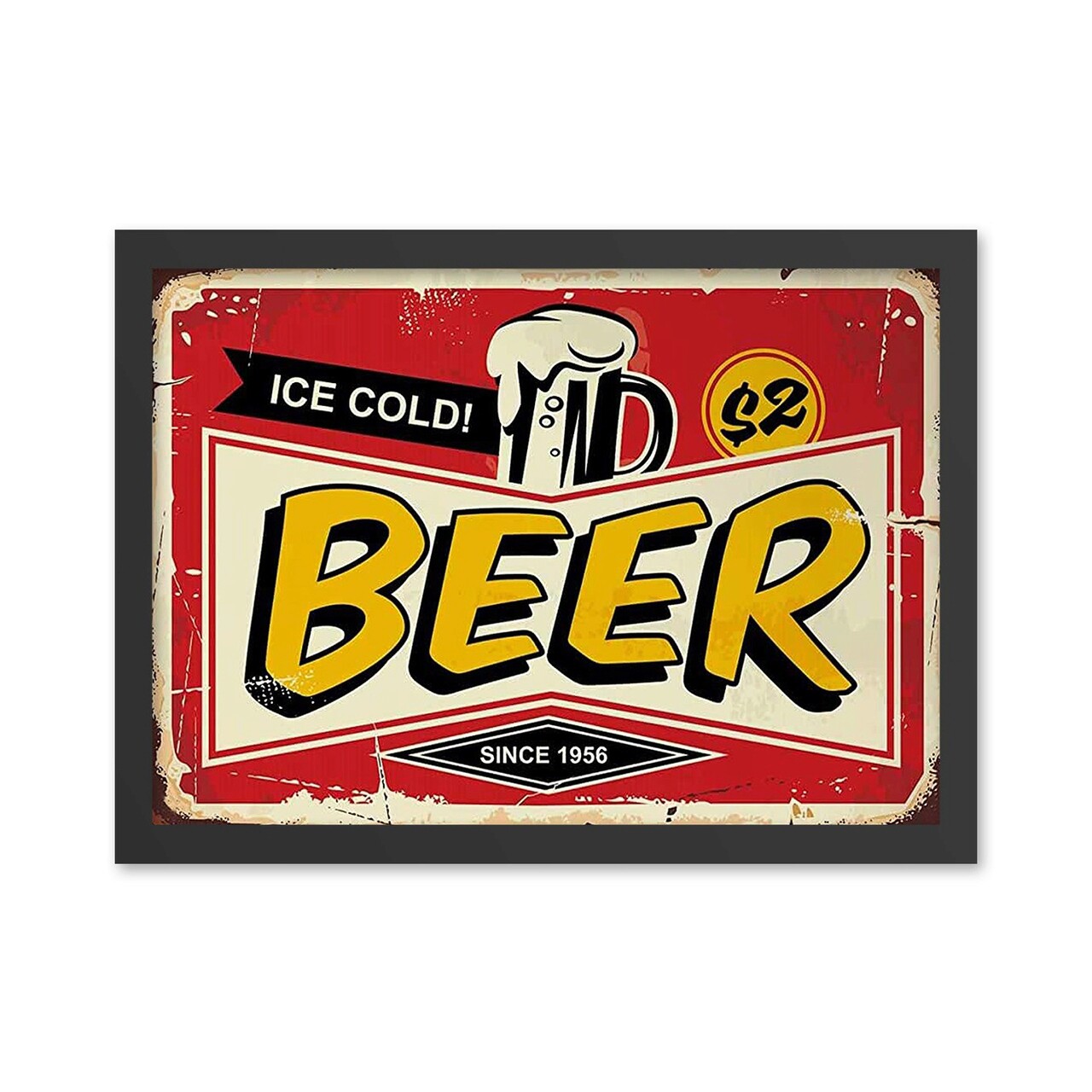 Tablou decorativ, Ice Cold Beer 2 (40 x 55), MDF , Polistiren, Roșu / Galben / Negru / Crem