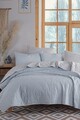 Set cuvertura de pat dubla 3 piese, Solid - Light Blue, Grey, Eponj Home, 65% bumbac/35% poliester
