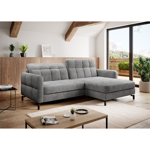 Coltar extensibil dreapta 3 locuri ELTAP, Lore-07, Lorelle, 225x160x105 cm, lemn/poliester, gri deschis