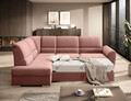 Coltar extensibil stanga 3 locuri ELTAP, LT-24NU, Siber, 270x186x93 cm, lemn/poliester, roz
