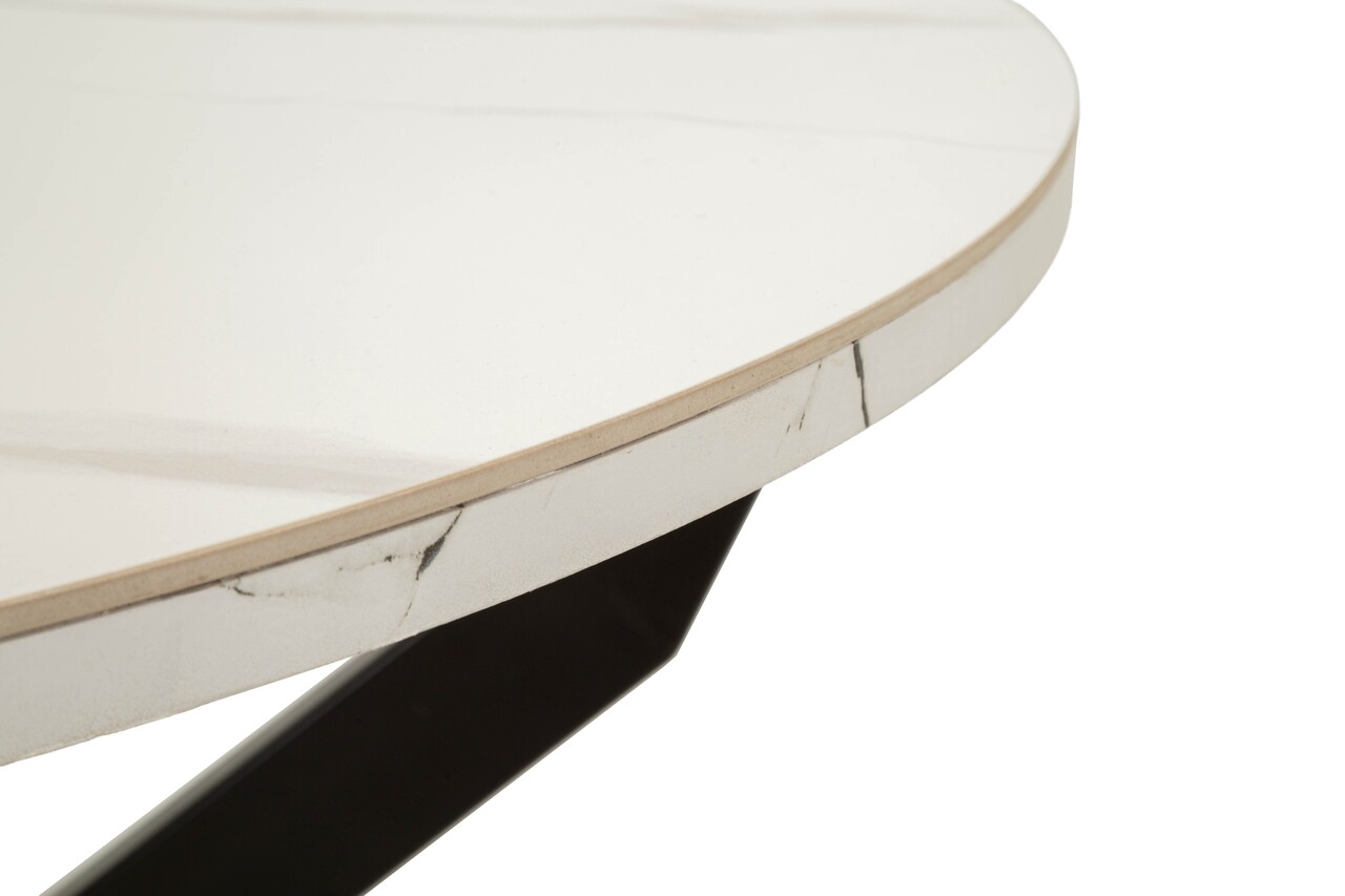 Masa extensibila dining, Mauro Ferretti, Martin, 100-140x75 cm, metal/ceramica, negru/alb - imagine 10