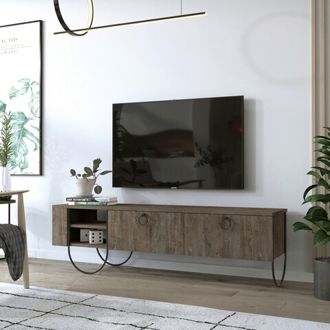 Comoda tv, homitis, norfolk tv stand, 150x44x36 cm, maro inchis
