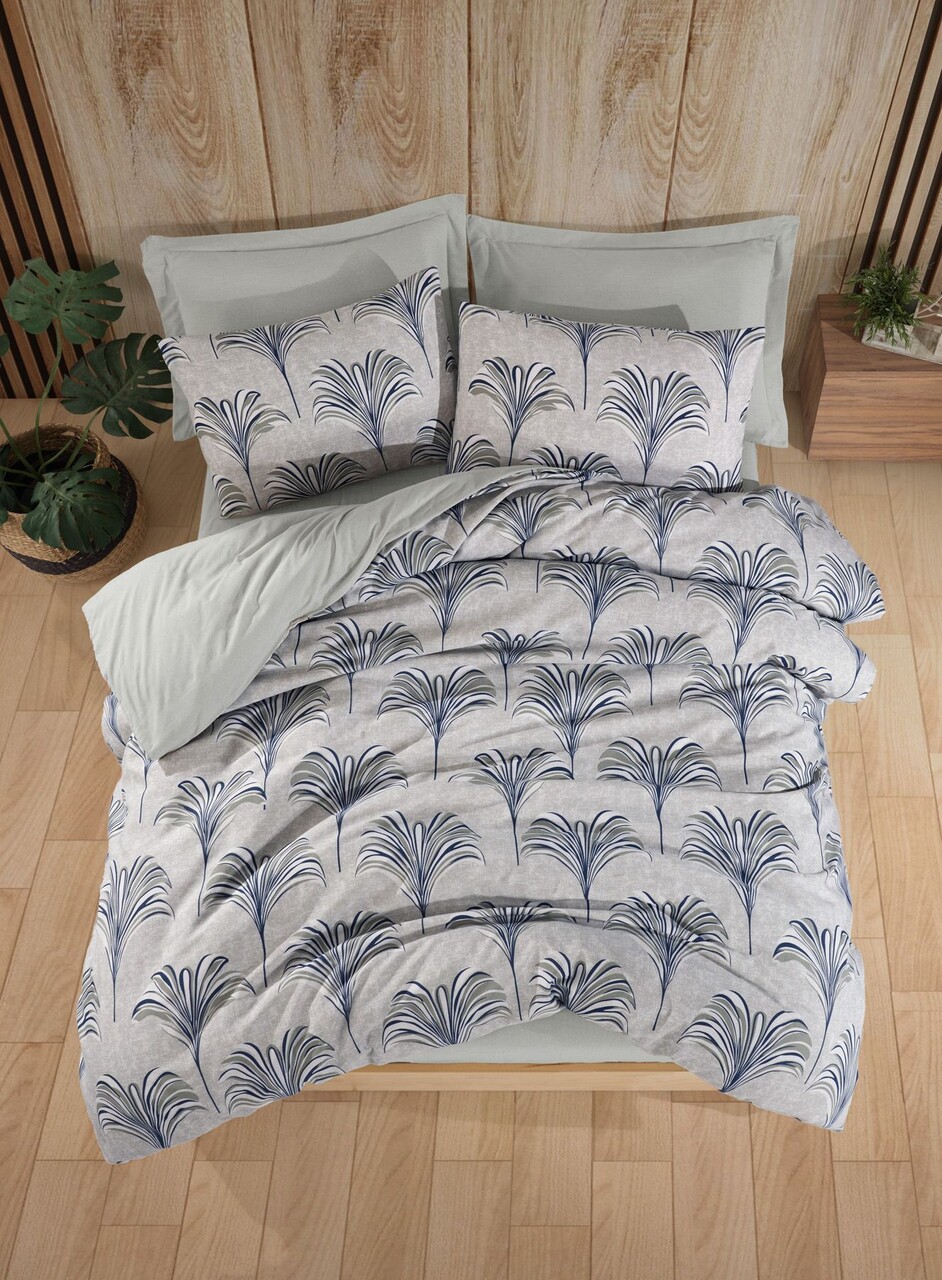 Lenjerie de pat dubla King (FR) 3 piese L'essentiel Maison Santo 65% bumbac/35% poliester Albastru