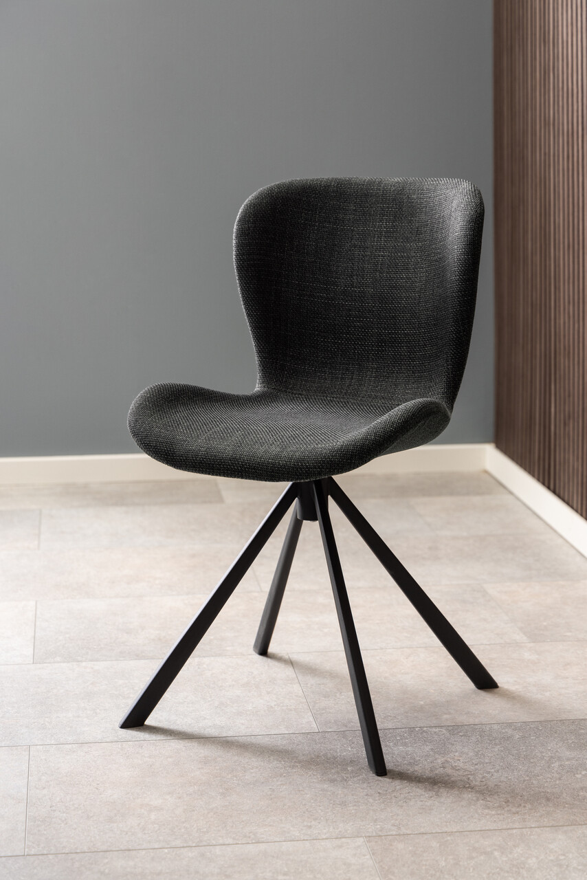 Scaun Batilda -A1, Actona, 46.5x53x81 cm, rotativ, tesatura structurata/otel, gri inchis - view 6