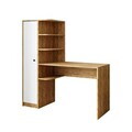 Set birou si biblioteca, Hanah Home, 2074, 143.2x143.2x50 cm, PAL MELAMINAT, Pin Atlantic / Alb