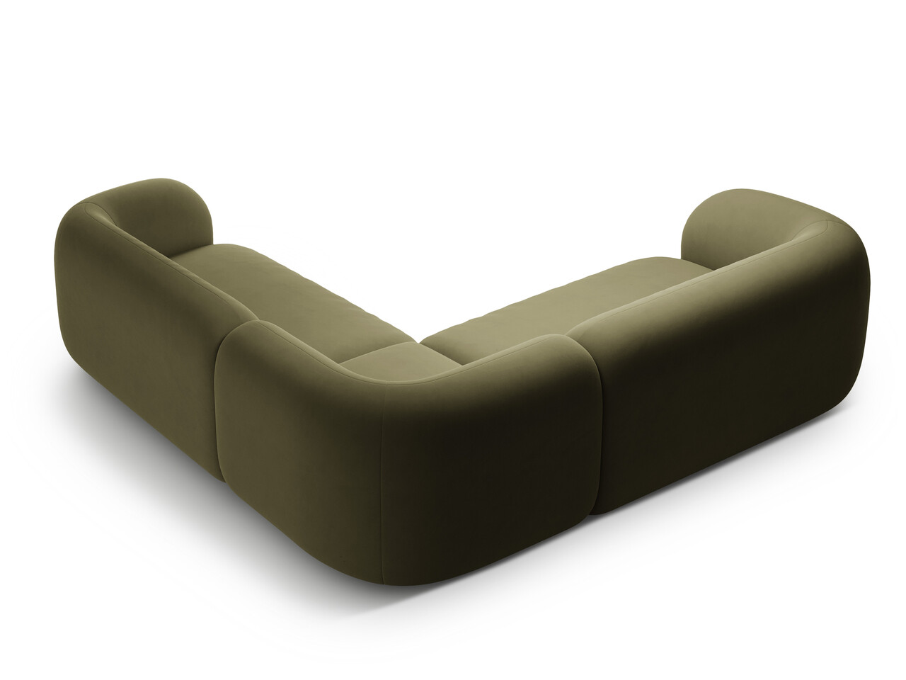 Coltar simetric 5 locuri, Kate, Micadoni, 252x252x76 cm, catifea, verde - 1 | YEO