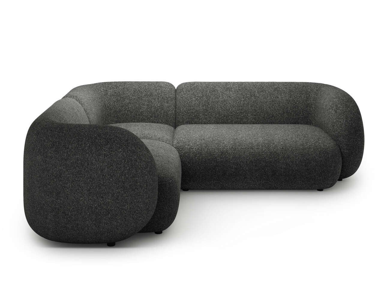 Coltar stanga 4 locuri, Kate, Micadoni, 252x220x76 cm, tesatura structurata, gri inchis melanj - 1 | YEO