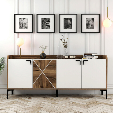 Consola, hommy craft, venedik, 180x78x35 cm, nuc / alb