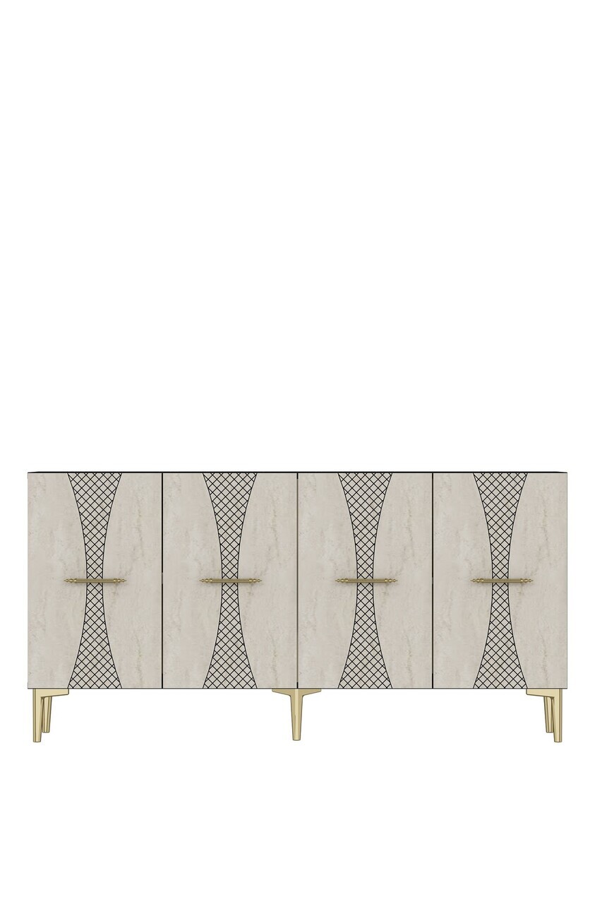 Consola, Hanah Home, Slim 150, 150x75x32 cm, Antracit / Travertin / Auriu — imaginea 6