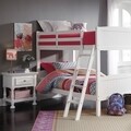 Set 2 paturi suprapuse 98x190 cm cu somiere incluse, Avatar,  L.202 l.106 H.156, lemn masiv de plop/mdf, alb