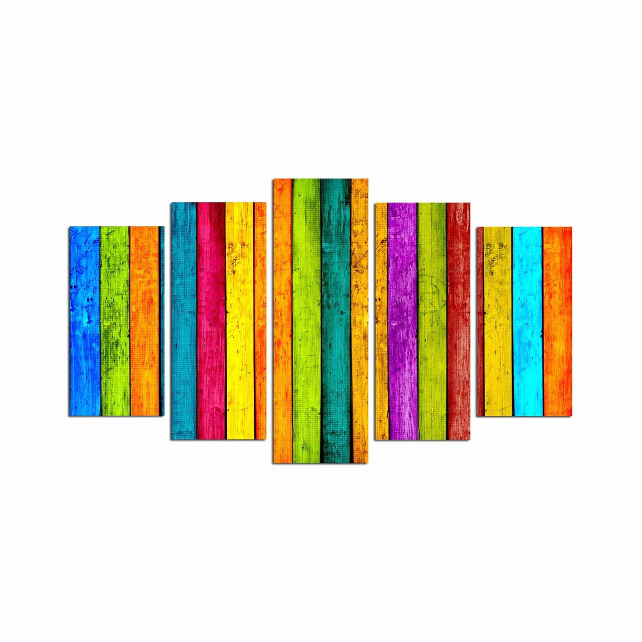 Set 5 Tablouri Decorative, 5ABSMDF-98, MDF , 20 X 60 Cm, Multicolor