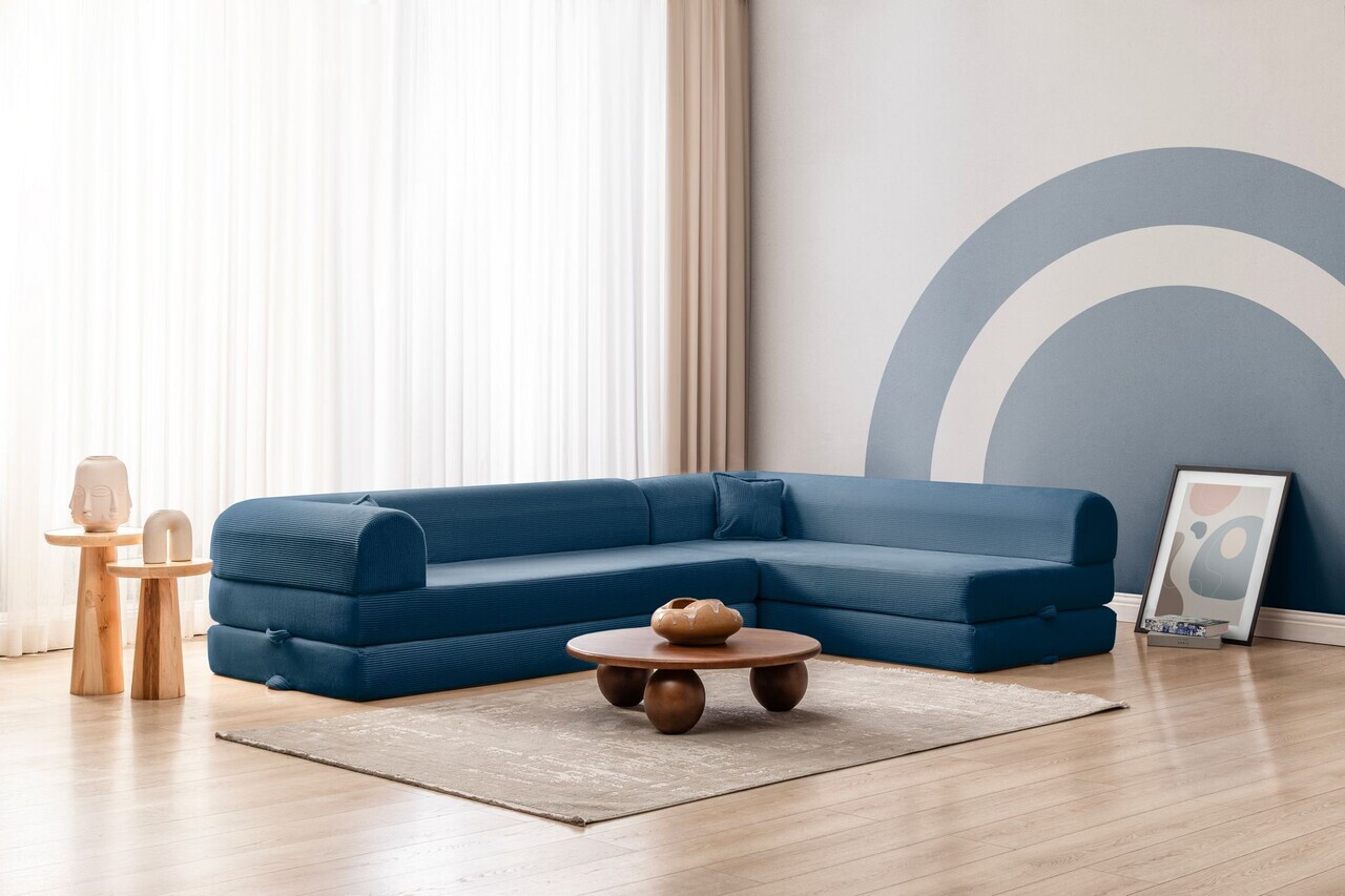 Coltar, Atelier del Sofa, 118FVL1502, Tesatura plus reiata, Albastru