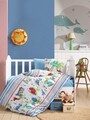 Lenjerie de pat pentru copii, Dino v2 - Blue, Cotton Box, Bumbac Ranforce