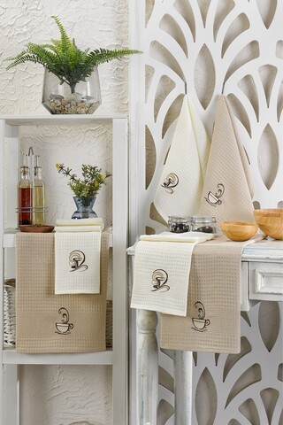 Set prosoape de bucatarie, Eponj Home, Coffee, Bumbac, Multicolor