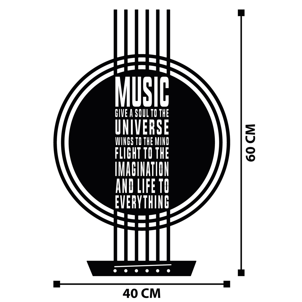 Decoratiune de perete, My Music, metal, 40 x 60 cm, negru