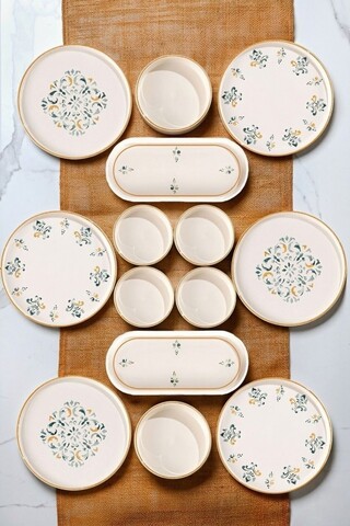 Set de mic dejun (14 piese), L'essentiel Maison, 964FRM5311, Platou: 25 x 11 x 3,5 cm (2 bucăți), Multicolor