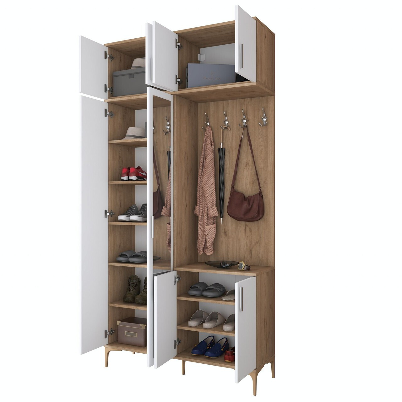 Cuier de perete, Hanah Home, EA153, 120x240x37.5 cm, PAL melaminat, Nuc/Alb - view 10