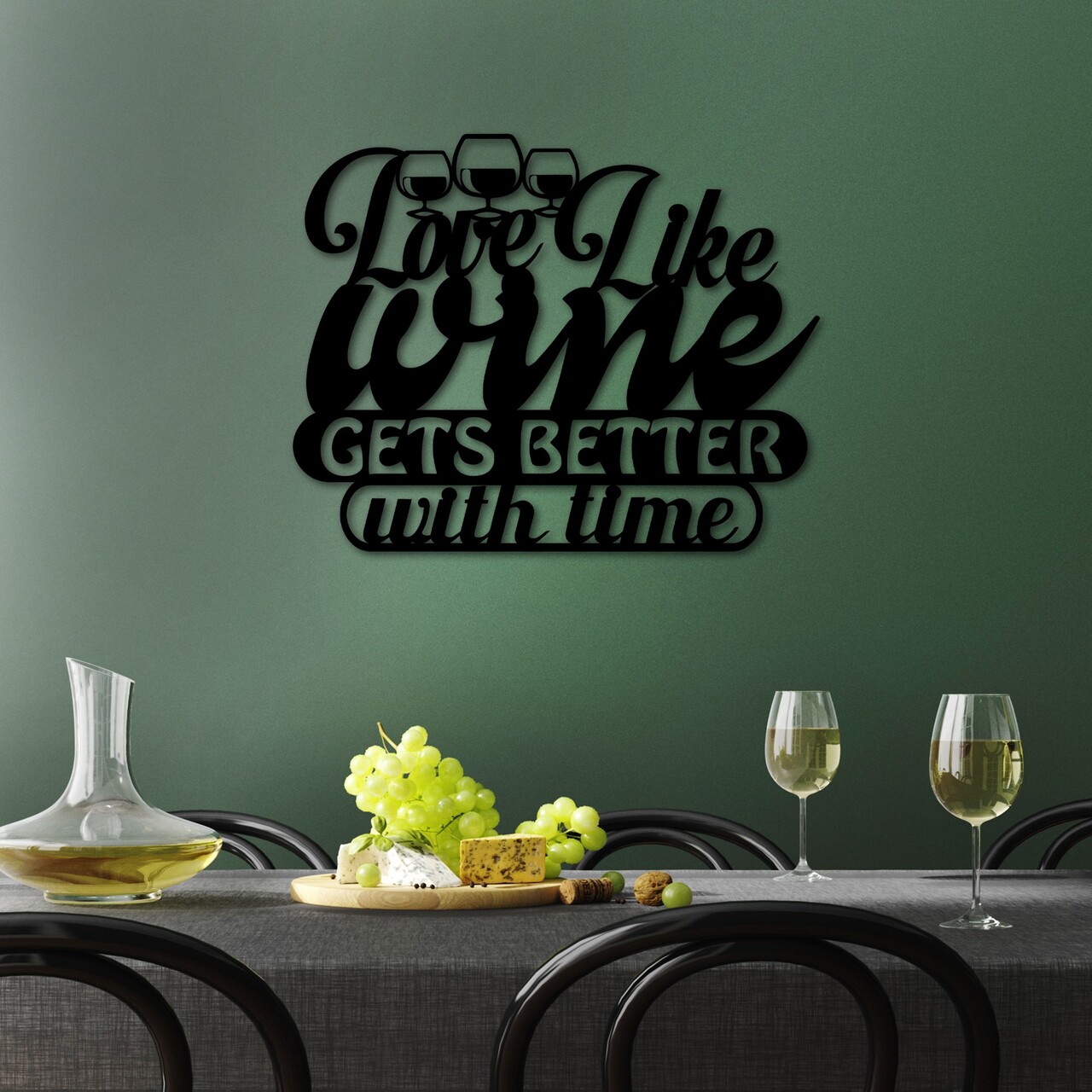 Decoratiune de perete, Wine Better, Dimensiune: 50 x 40 cm , Negru - view 3