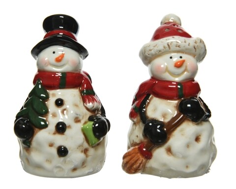 Set 2 solnite pentru sare si piper Snowman, Decoris, ceramica, multicolor