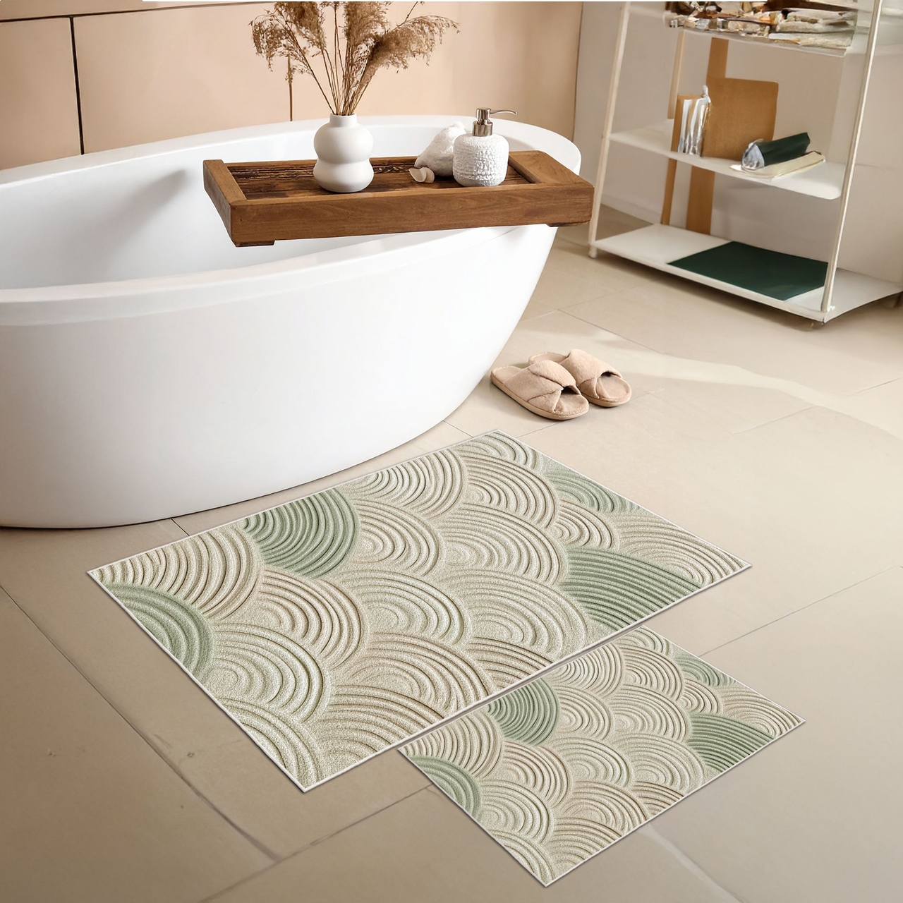 Set covorase de baie, L'essentiel Maison, Asr40, Verde