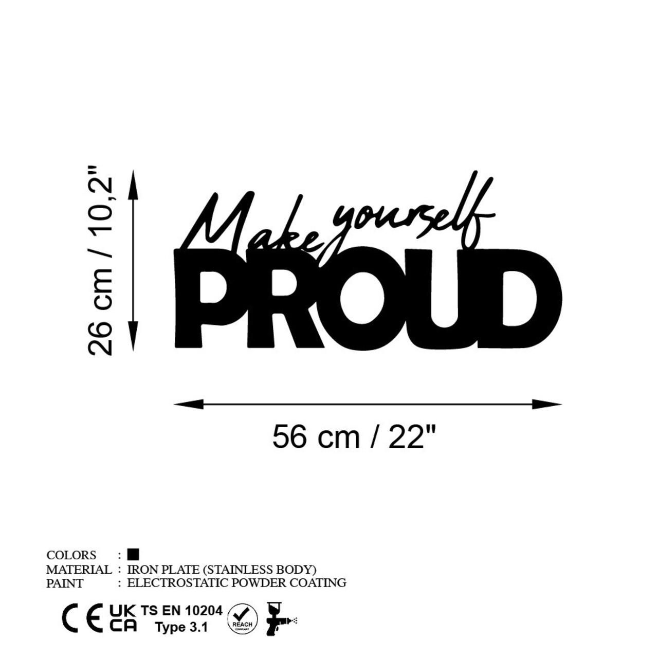 Decoratiune de perete, Make Yourself Proud, Dimensiuni: 56 x 26 cm, Negru - view 6