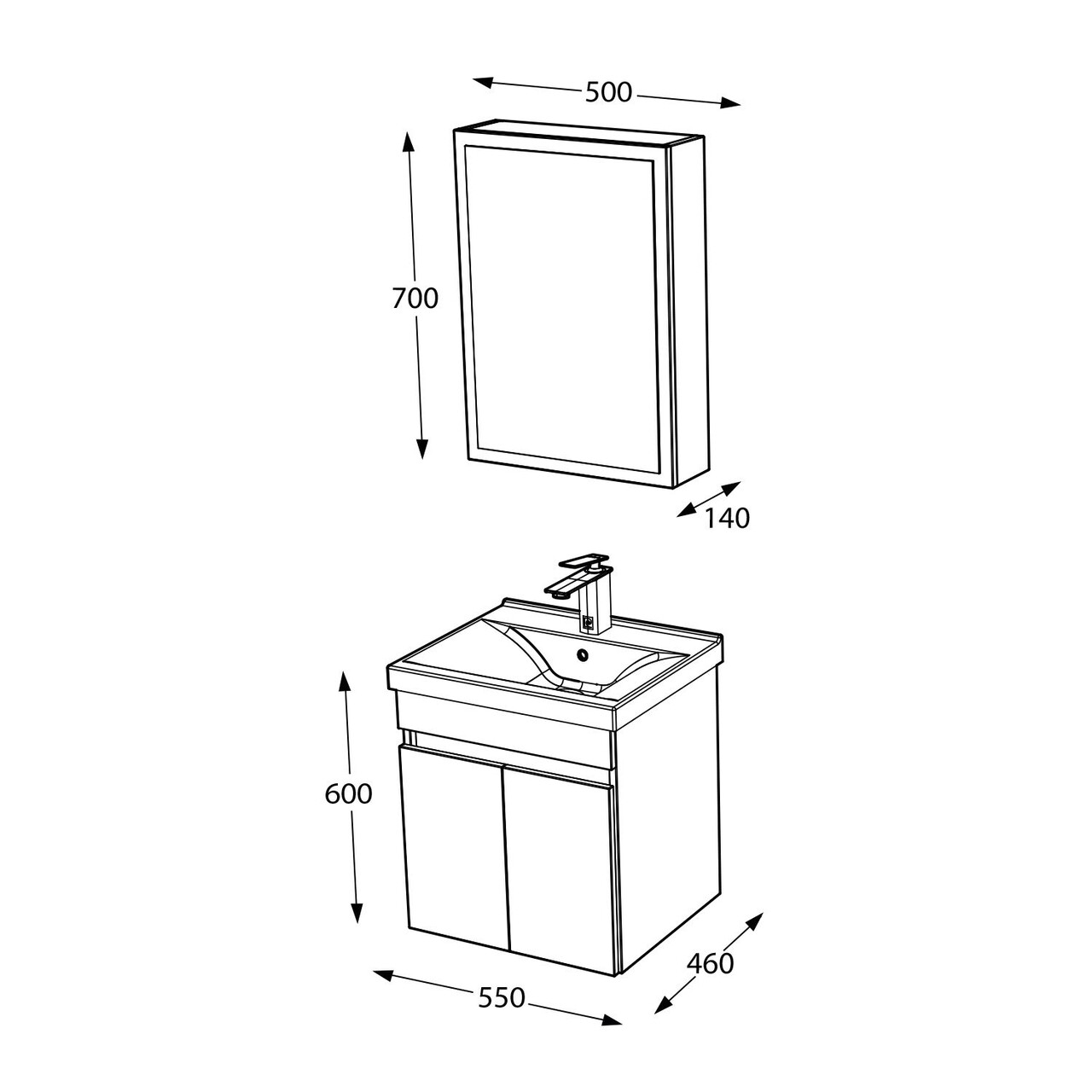 Set mobilier de baie (2 piese), Hanah Home, Amore 55, Alb mat - view 6