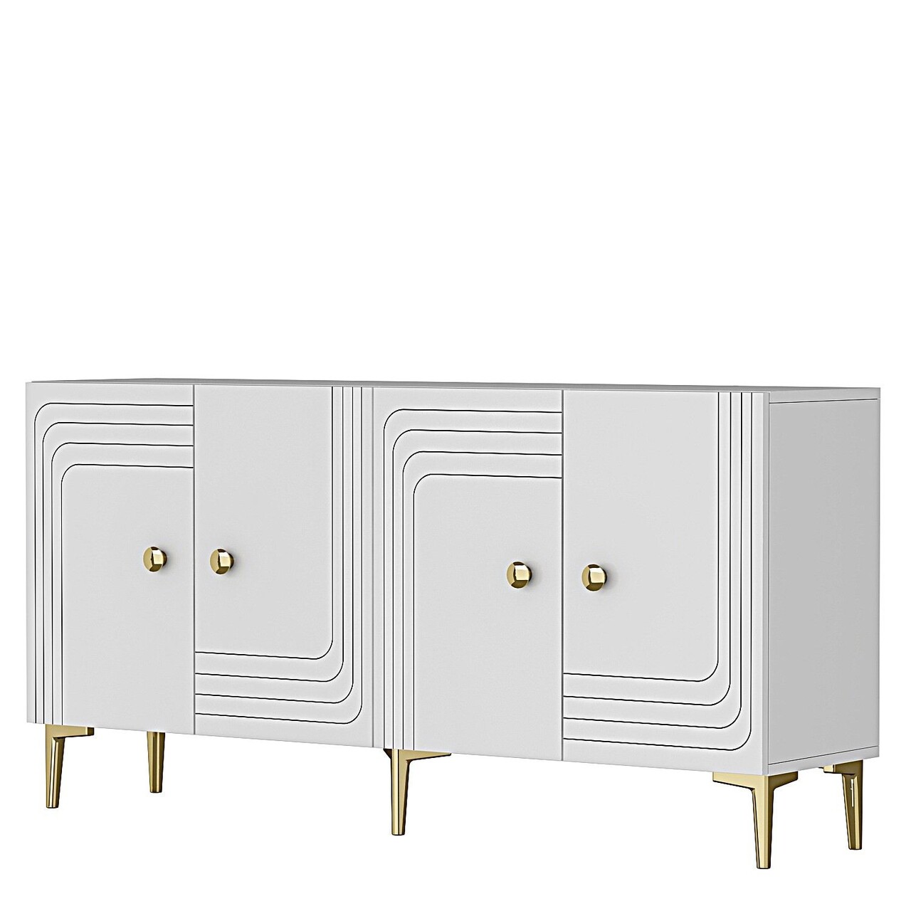 Consola, Hanah Home, Lessi 150, 150x75x32 cm, Alb/Auriu - view 5