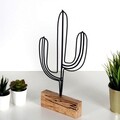 Decoratiune, Cactus, 17x37x3.5 cm, Metal, Negru