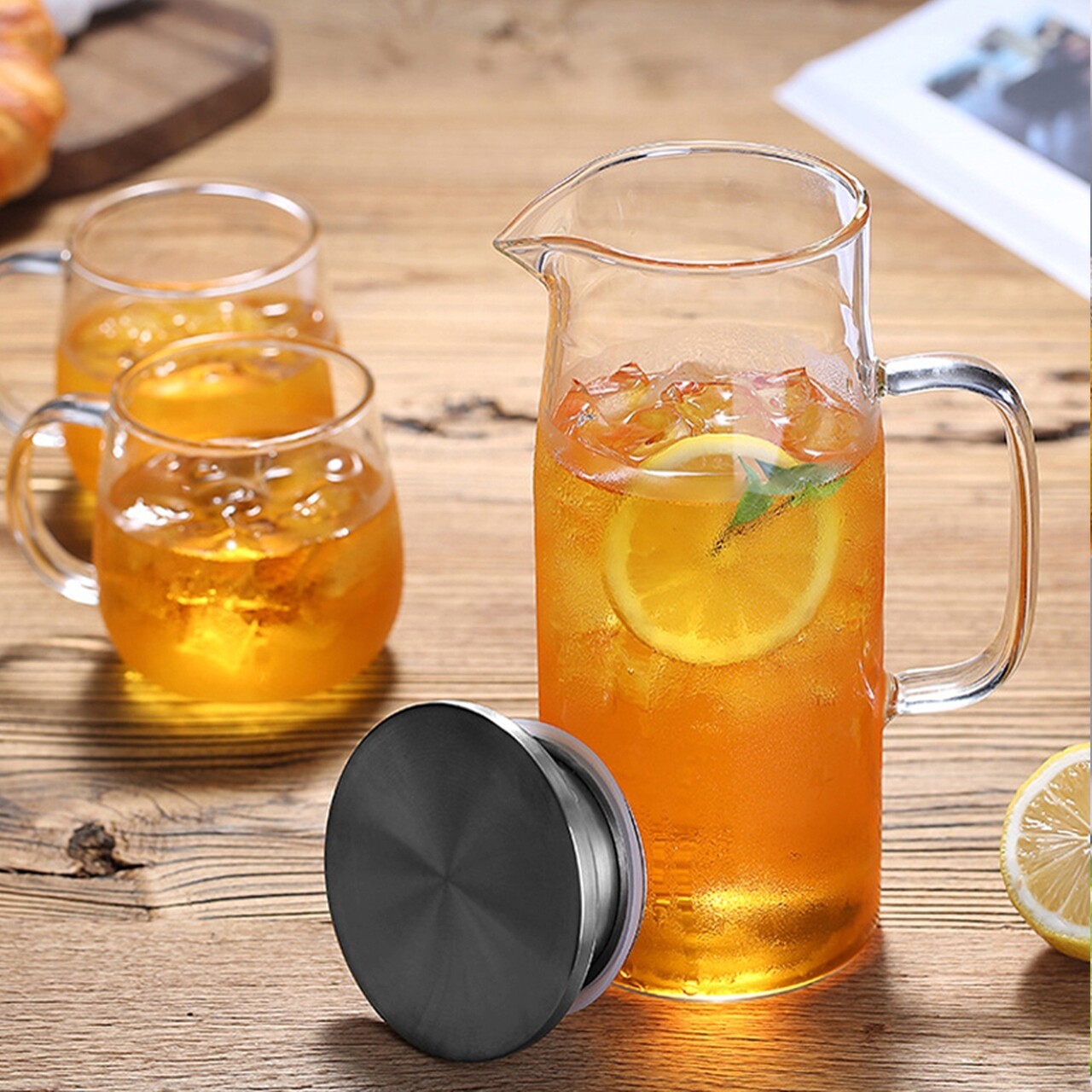 Carafa sticla cu capac din inox, 1L - Zokura - view 2
