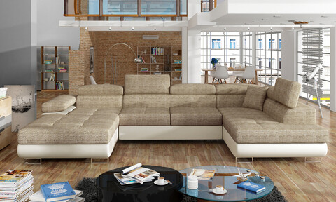 Coltar extensibil dreapta 6 locuri ELTAP, Rod-02, Rodrigo, 345x202x90 cm, lemn/poliester, bej inchis/bej deschis