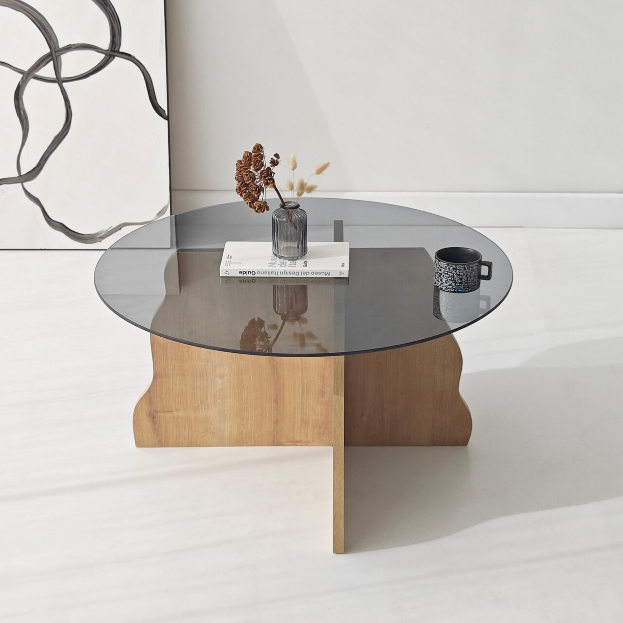 Masuta de cafea, Hanah Home, Butterfly, 75x40x75 cm, Stejar Safir / Fume - view 7