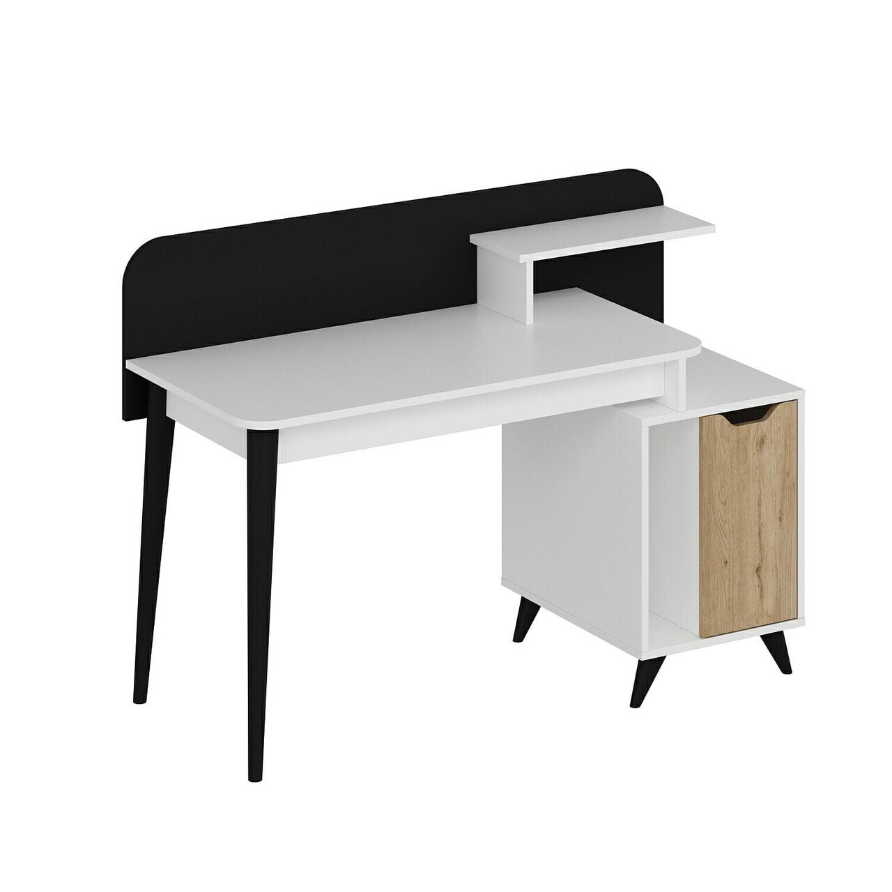 Birou, Hanah Home, Olirya, 145x103x60 cm, Coș adânc / Negru — imaginea 7