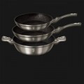 Set 3 tigai, Berlinger Haus, 20/24/28 cm, aluminiu forjat si marmura, Carbon