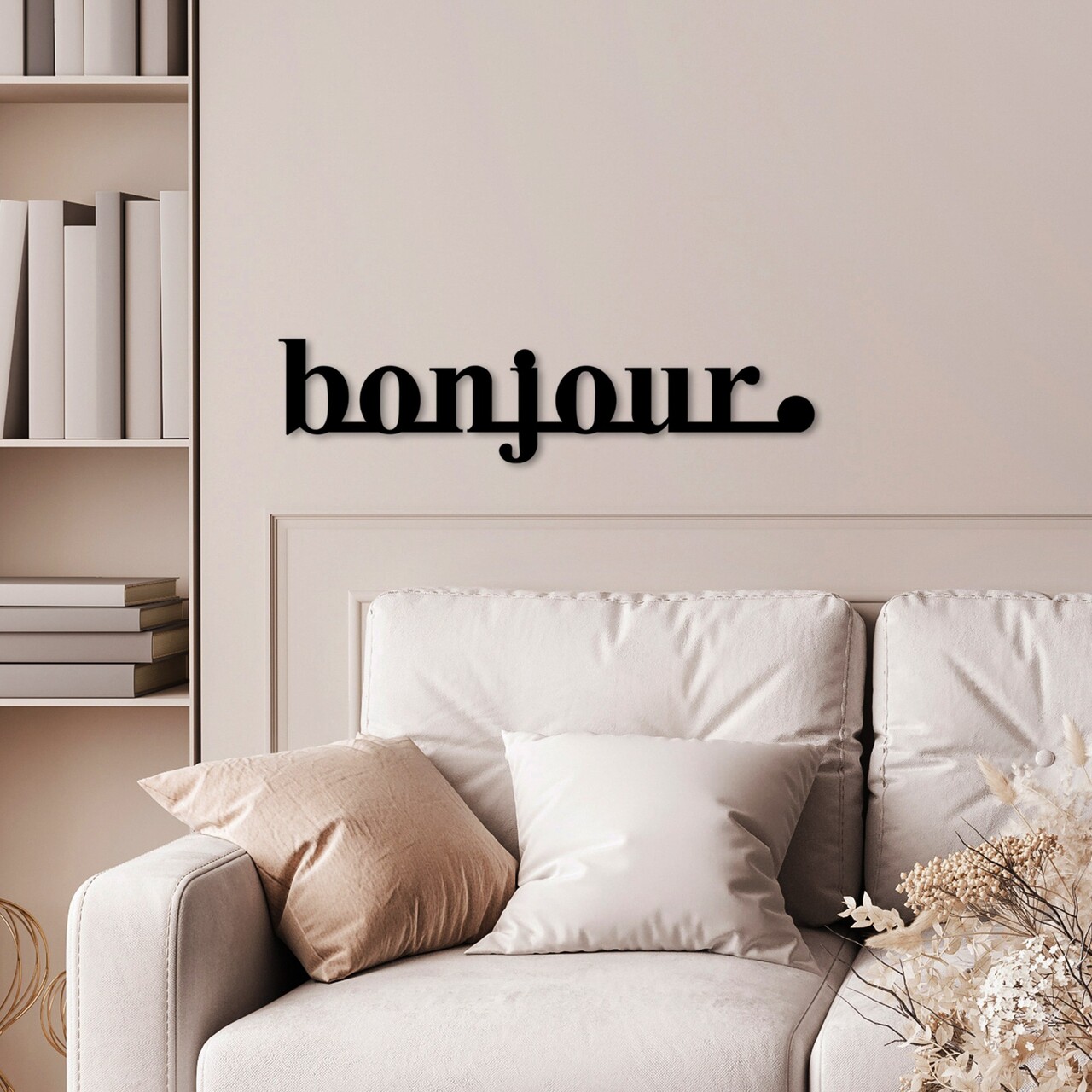 Decoratiune de perete, Bonjour, Dimensiune: 70 x 16 cm, Negru - view 2