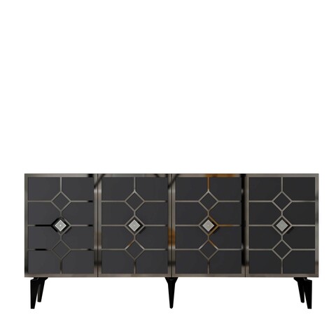Consola, Olivia, Cagla, 150x40x79 cm, PAL , Antracit / Argintiu