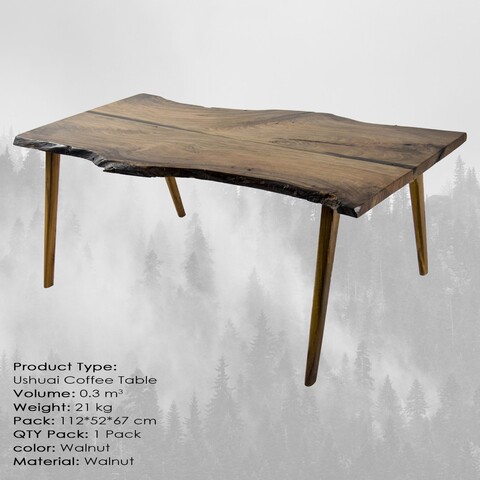 Masuta de cafea, Massive Design, Ushuai Large, 110 x 50 x 65 cm, lemn de nuc, maro Masute living