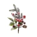 Decoratiuni Berries snow, Decoris, 5x8x24 cm, verde/rosu