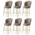 Set scaune de bar 6 piese, Charlotte, Fora, Metal, Cappuccino / Aur