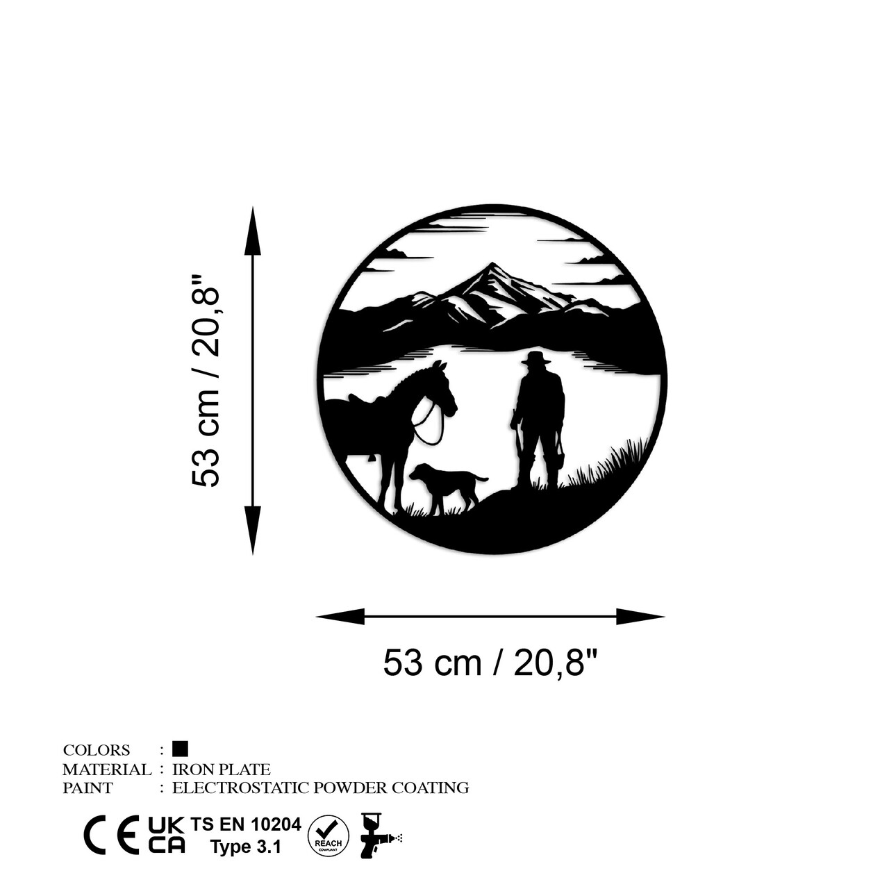 Decoratiune de perete, Hunter on Lake, Dimensiuni: 53 x 53 cm, Negru - view 7