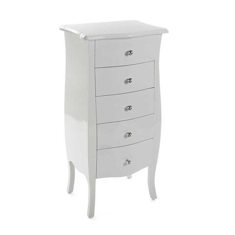 Comoda cu 5 sertare Cagliari White, Versa, 48x36x100 cm, lemn de brad 48x36x100