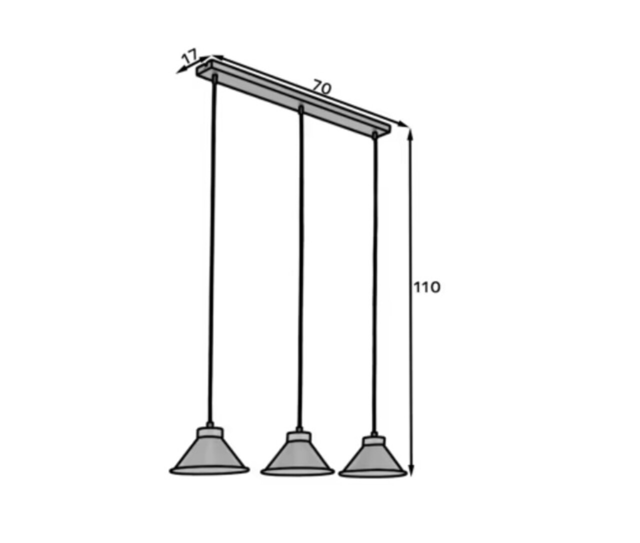 Lustra ELTAP, Detmer, 70x17x110 cm, 3xE27, 15W, otel, negru/auriu