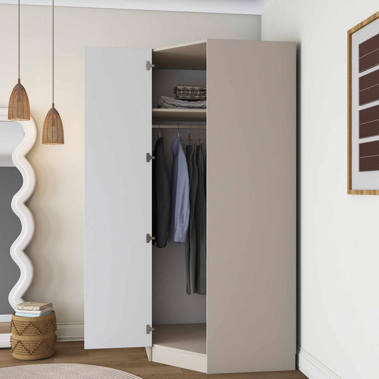 Dulap pentru haine, Hanah Home, BA279, 91x210x57.5 cm, Gresie — imaginea 3