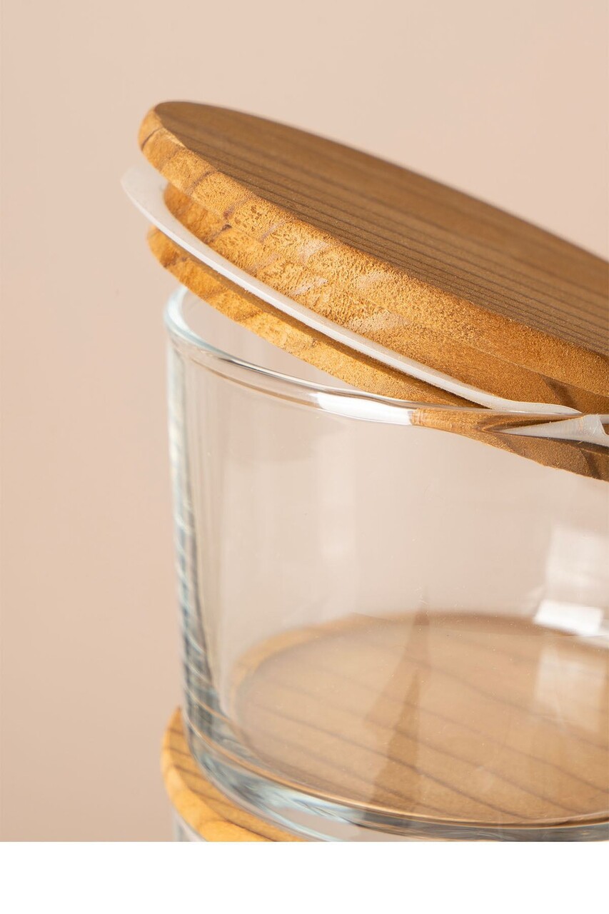 Set recipiente depozitare, Hermia, 409PBH1412, Capac din bambus: (6 bucăți), Transparent - imagine 3