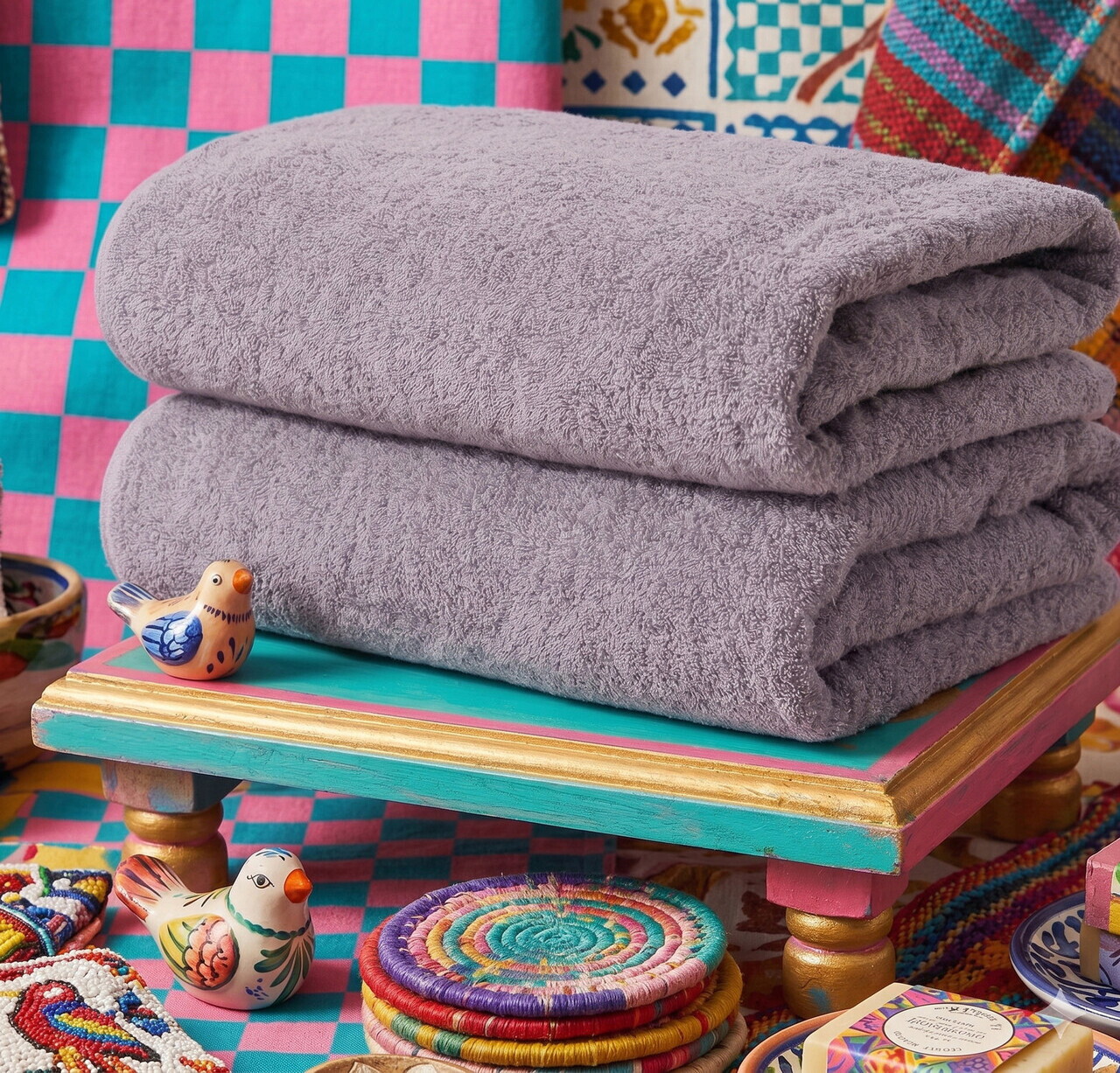 Set prosoape de baie, L'essentiel Maison, Slick, Bumbac, Gri — imaginea 2