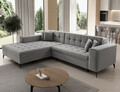 Coltar extensibil stanga 4 locuri ELTAP, Sol-10, Solange, 292x196x84 cm, lemn/poliester, gri deschis