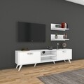 Comoda TV cu 2 rafturi M48 - 1048, Wren, 180 x 35 x 48.6 cm/60 cm, white