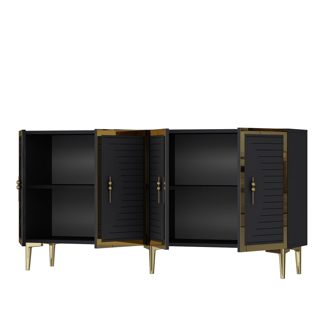 Consola, Hanah Home, Tuna, 150x75x32 cm, PAL , Antracit / Aur - view 5