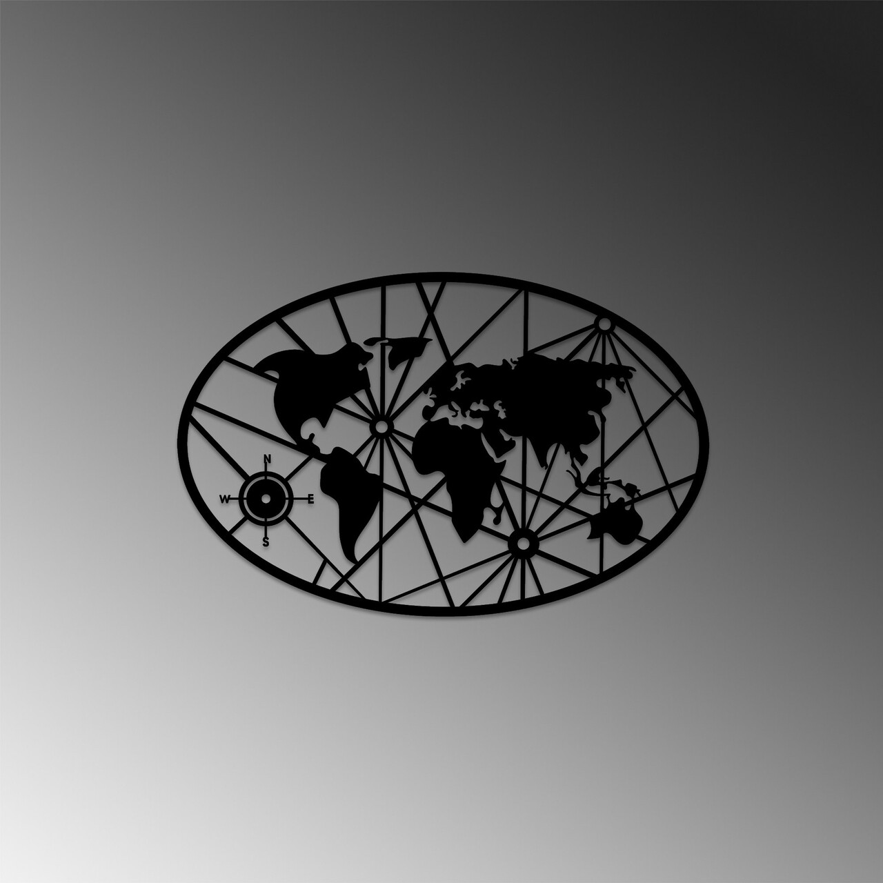 Decoratiune de perete, World Map 8-M v2, Dimensiune: 50 x 77 cm, Negru - view 4